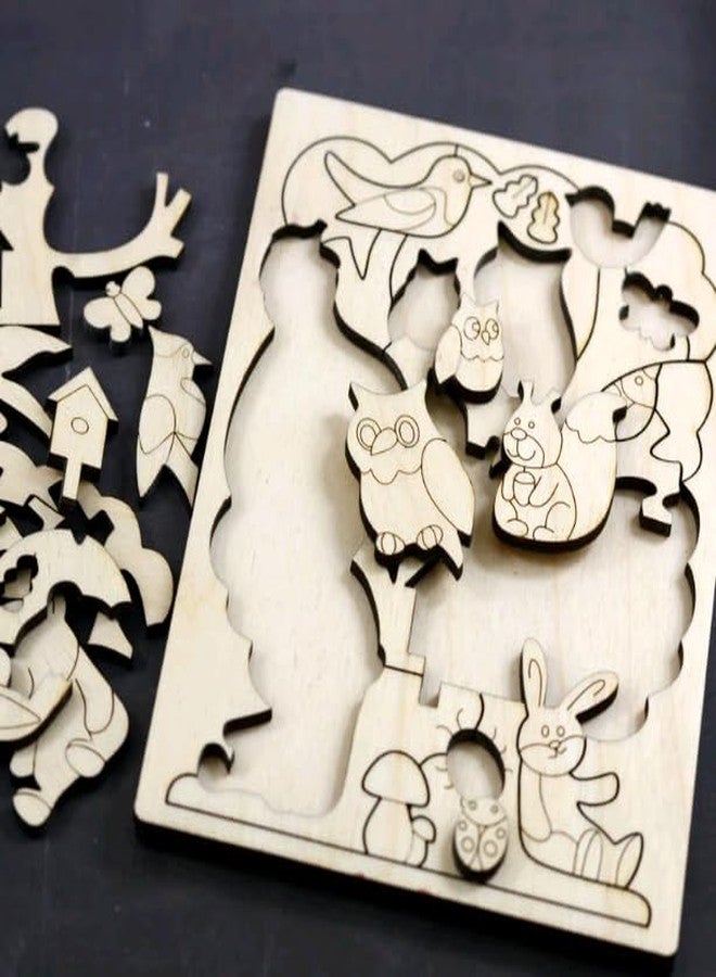 MeeCraft Woodland Animals Jigsaw Puzzle for Kids for Playing and Colouring, 37x27cm, Brown. - Image 3